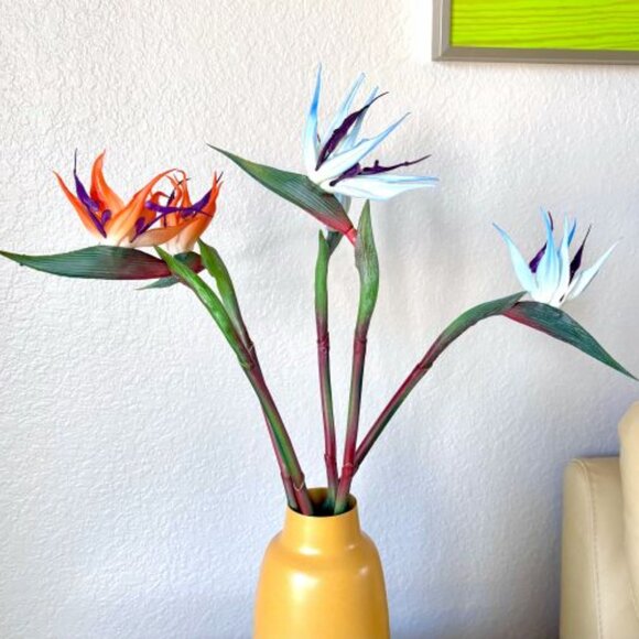 Orange Realistic Artificial 22" Bird of Paradise Flower Stem Tropical Floral New - Picture 5 of 5